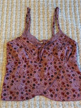 Lace-Trim Purple Floral Camisole